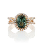 Green Tourmaline and Pave Diamond Ring