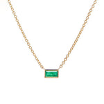 Emerald Baguette Bezel Pendant Necklace