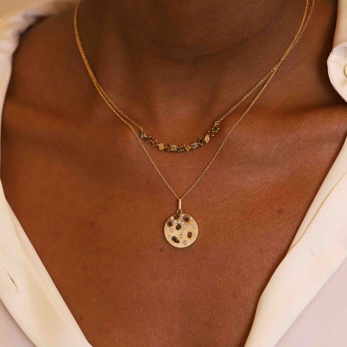 Fancy Diamond Disc Pendant Necklace
