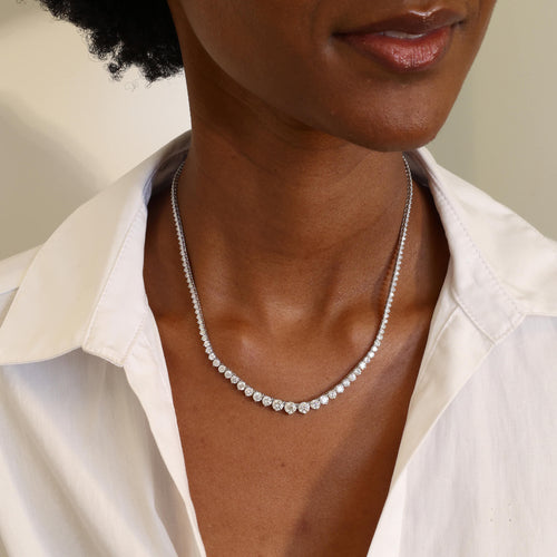 11.50tcw Graduated Tennis Necklace Image 2