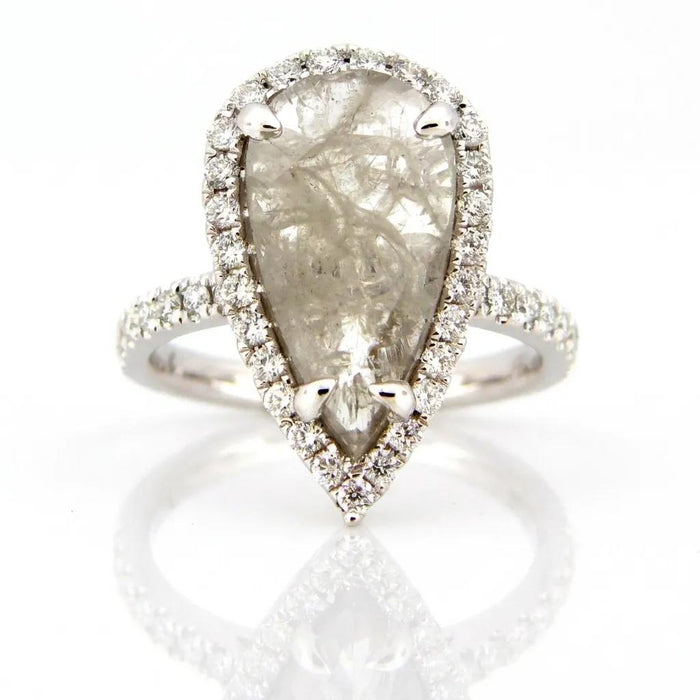 Rose Cut Pear Shape Diamond Statement Ring