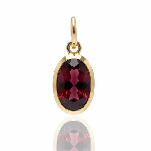 Oval Tourmaline Bezel Necklace Charm