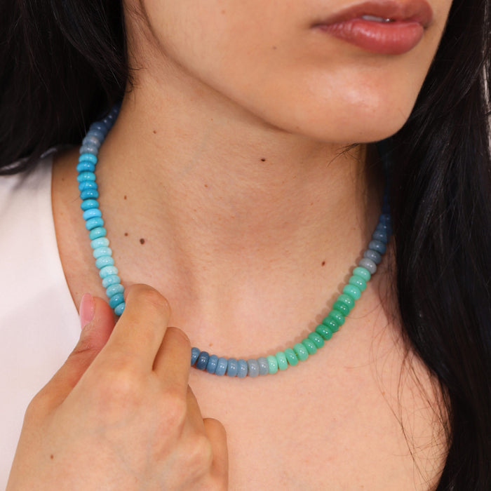 Mixed Amazonite, Paraiba Quartz and Chrysoprase Bead Strand Necklace