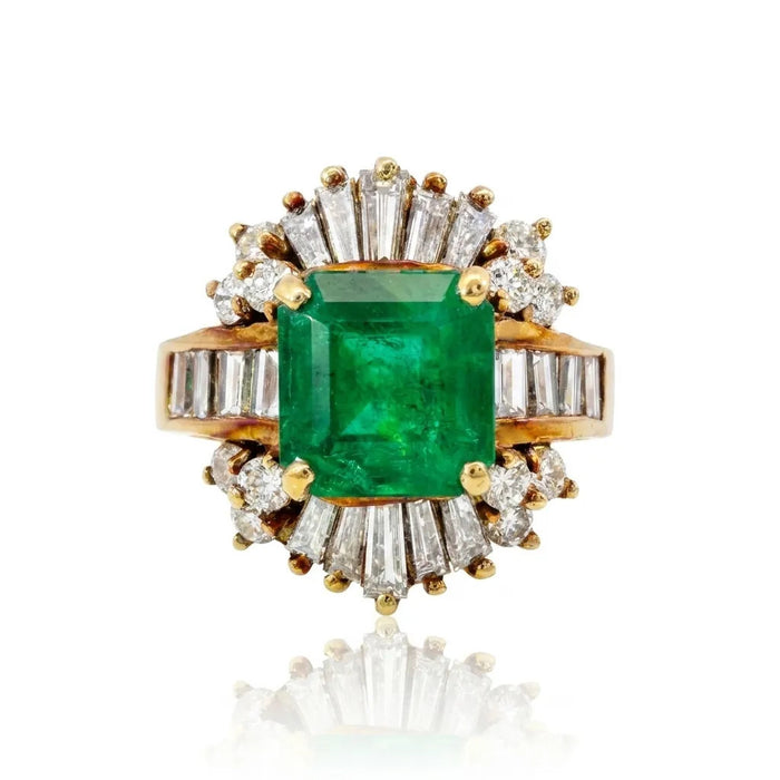 Emerald and Diamond Cocktail Ring