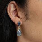 Sapphire and Diamond Encrusted Drop Earrings