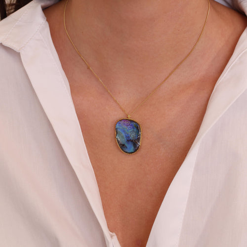 Carved Opal Cameo Necklace Image 2
