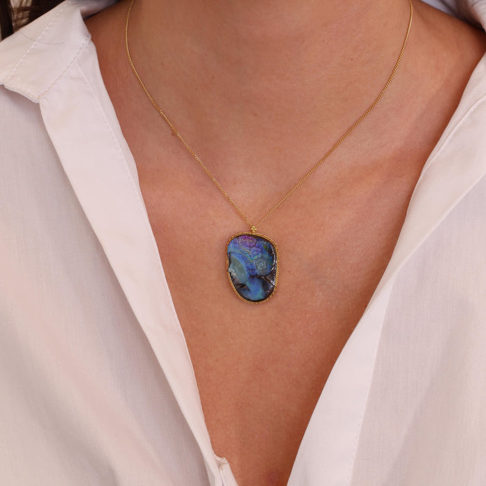 Carved Opal Cameo Necklace