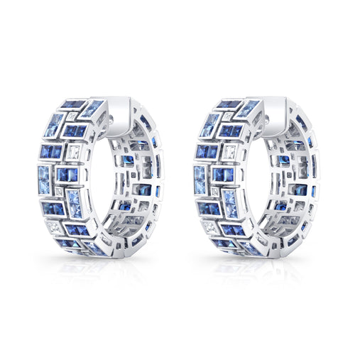 Blue Sapphire Masterpiece French Cut Clutch Earrings
