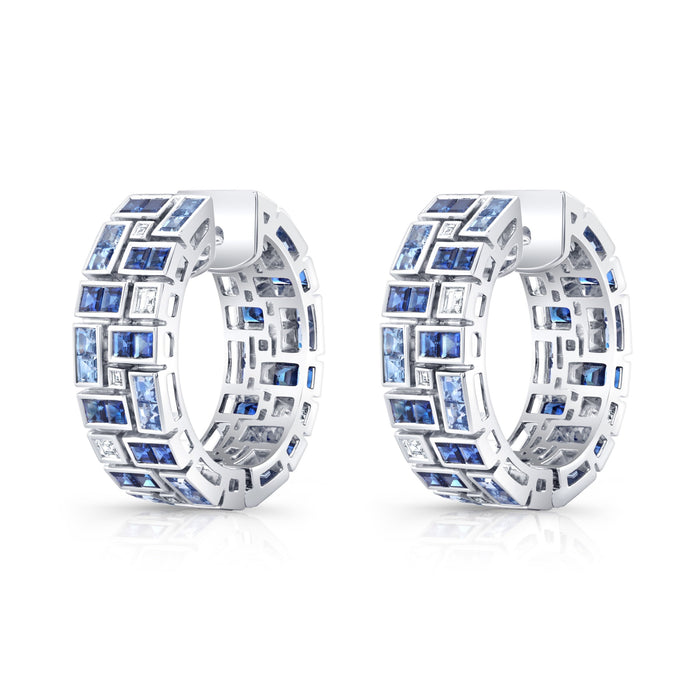 Blue Sapphire Masterpiece French Cut Clutch Earrings