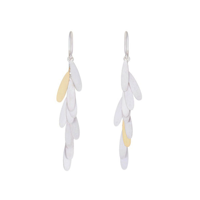 Silver and Gold Long Daisy Earrings