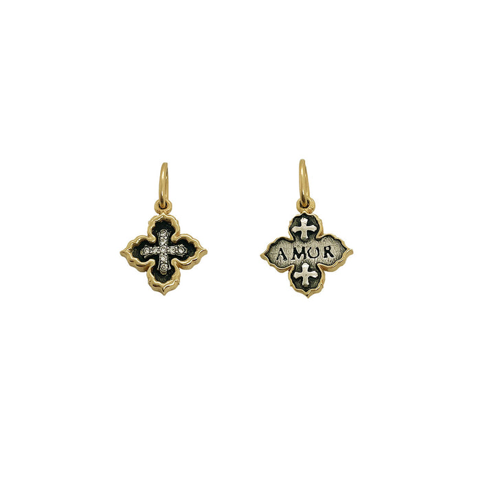 'Amor' Tiny Ornate Cross Charm