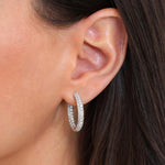Pave Diamond Oval Hoop Earrings