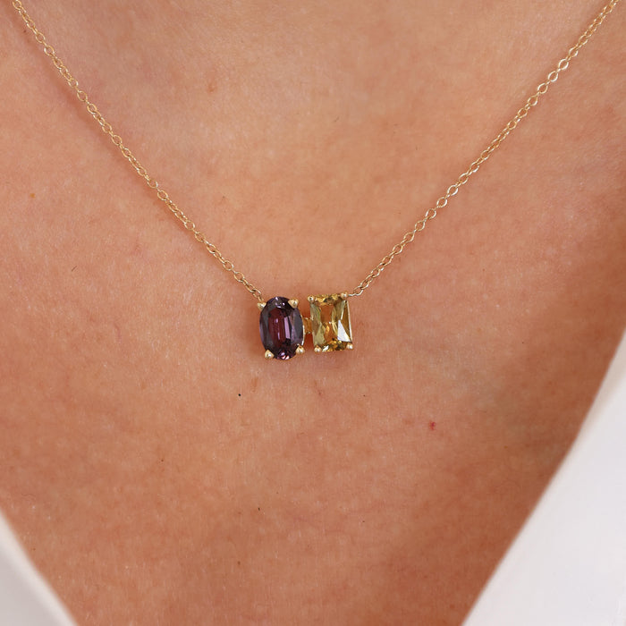 Topaz & Spinel Toi et Moi Pendant