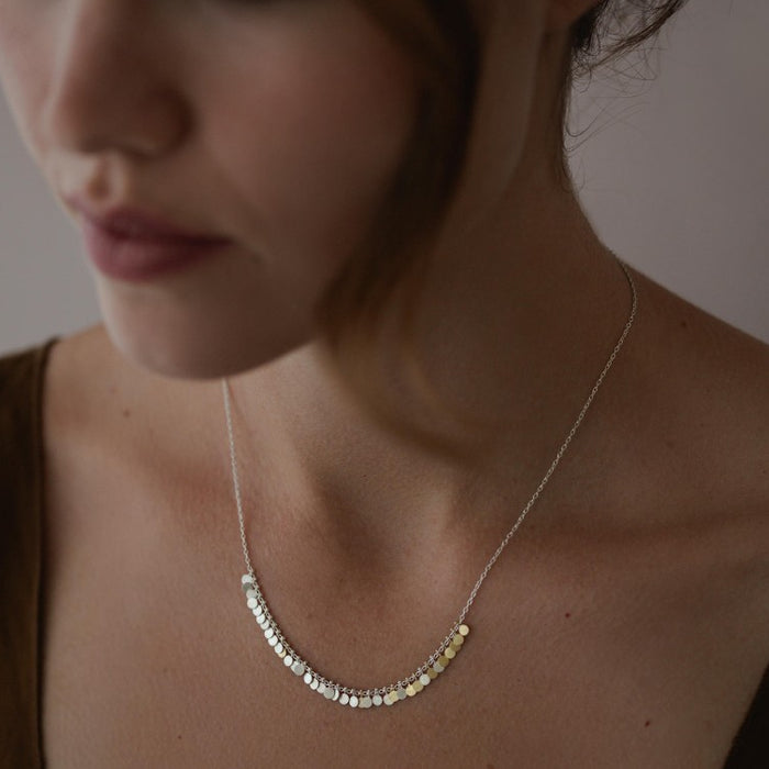 Silver and Gold Tiny Dots Arc Necklace