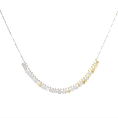 Silver and Gold Tiny Dots Arc Necklace