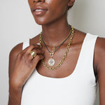 16' Biker Chain with Yellow Gold Loops