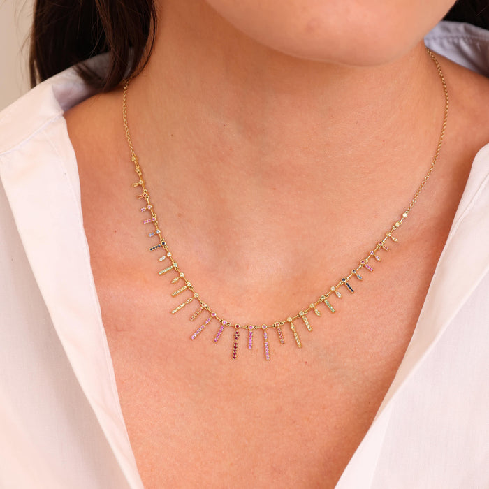 Rainbow Multigem & Diamond Burst Necklace