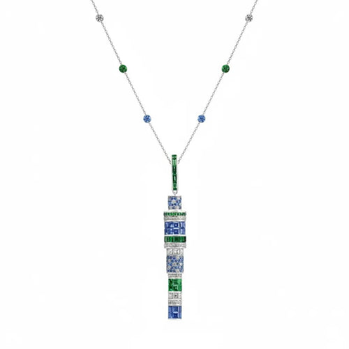 Blue Sapphire & Tsavorite Kryptonite Pendant