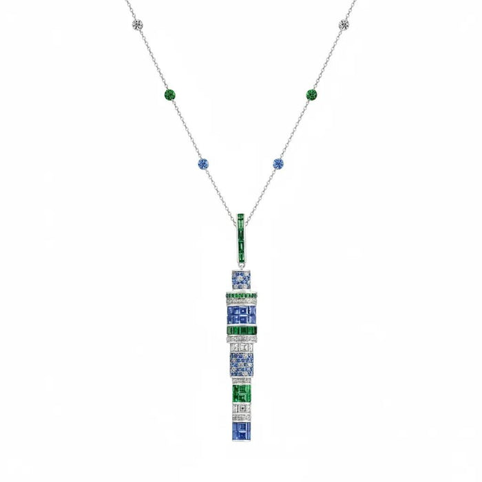 Blue Sapphire & Tsavorite Kryptonite Pendant
