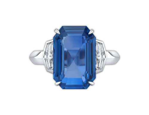 Emerald Cut Blue Sapphire Ring
