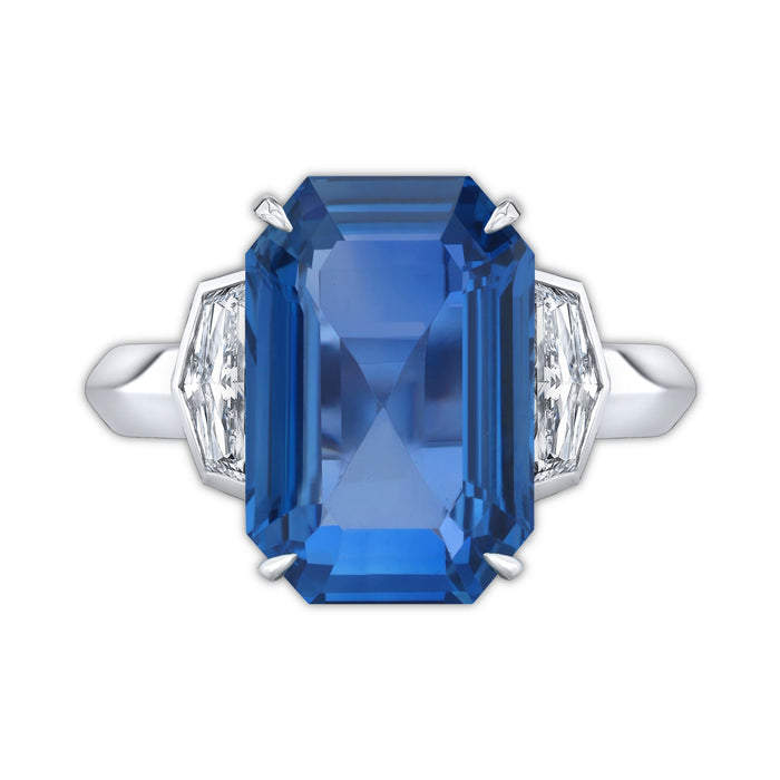 Emerald Cut Blue Sapphire Ring