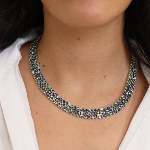 Blue Sapphire & Tsavorite De La Vie Necklace Image 2