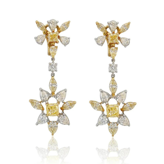 Yellow & White Diamond Earrings