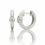Diamond Pear Bezel Hoop Earrings