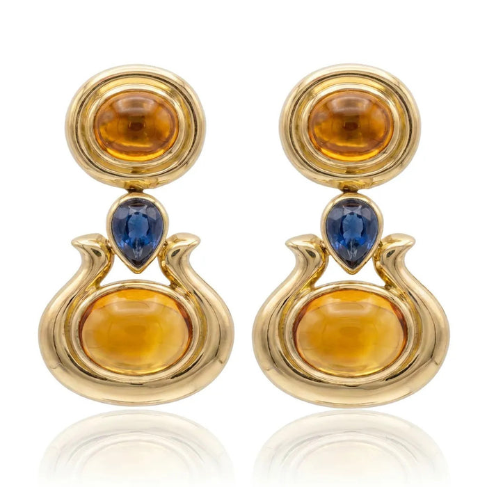 Citrine and Sapphire Statement Earrings
