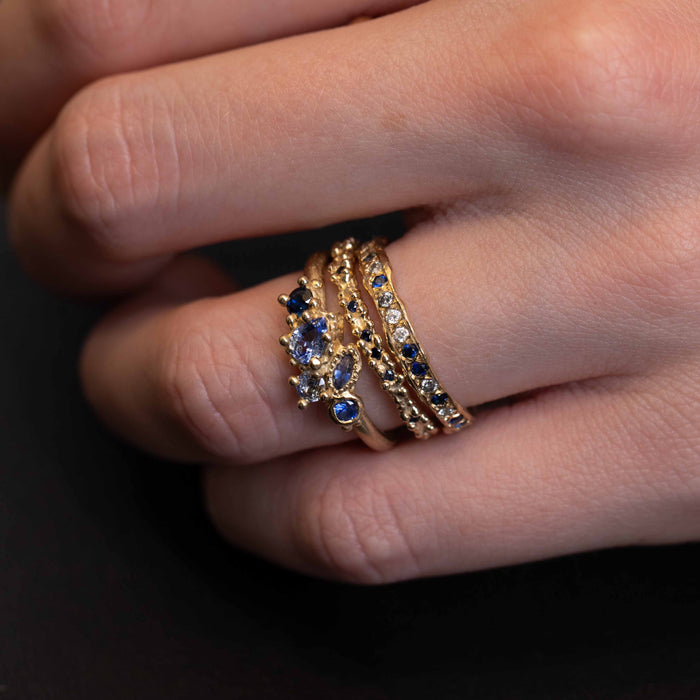 Mixed Cut Sapphire Cluster Ring