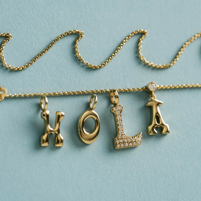 "Sanse" Pave Diamond Letter E Charm