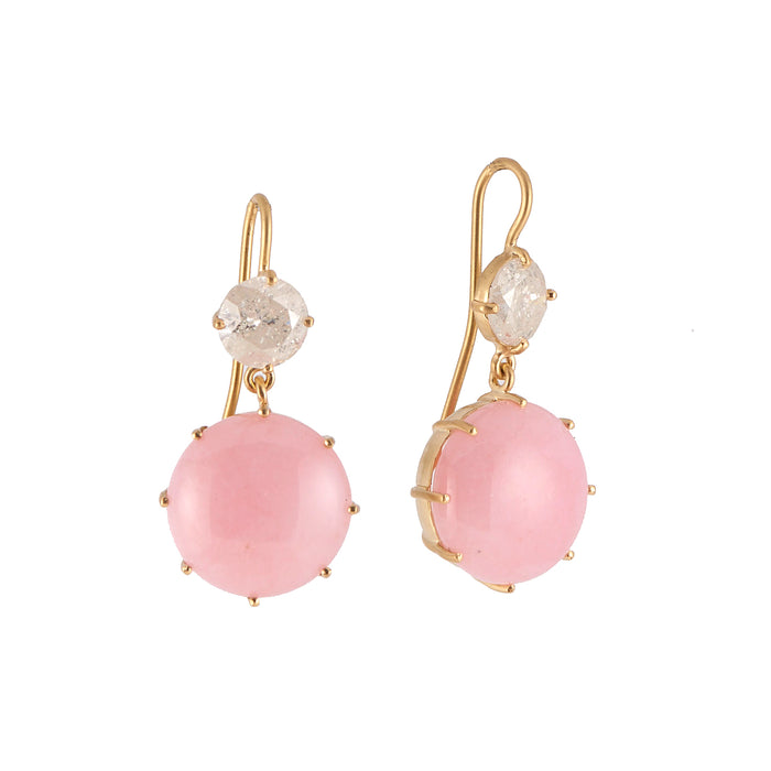 Pink Opal and Diamond Drop Earrings