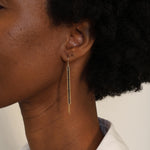 Textile Drop Earrings with Blue Diamonds