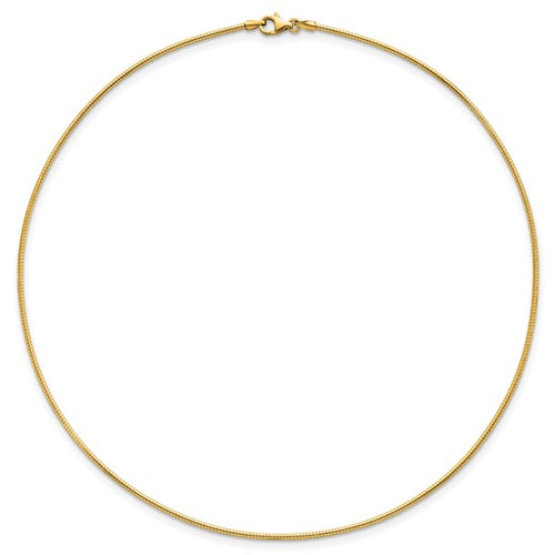 Herco 18K Polished 1.5mm Solid Round 16 inch Omega Necklace