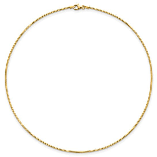 Herco 18K Polished 1.5mm Solid Round 16 inch Omega Necklace