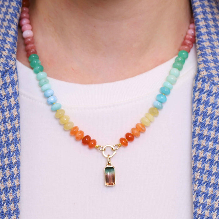 Opal and Semi Precious Bead Strand Necklace
