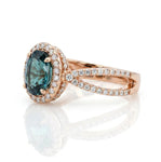 Green Tourmaline and Pave Diamond Ring