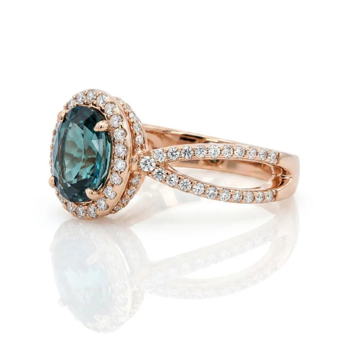 Green Tourmaline and Pave Diamond Ring