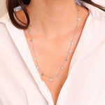Diamond Star, Moon and Clover Charm Necklace