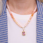 Peach Opal Bead Strand Necklace