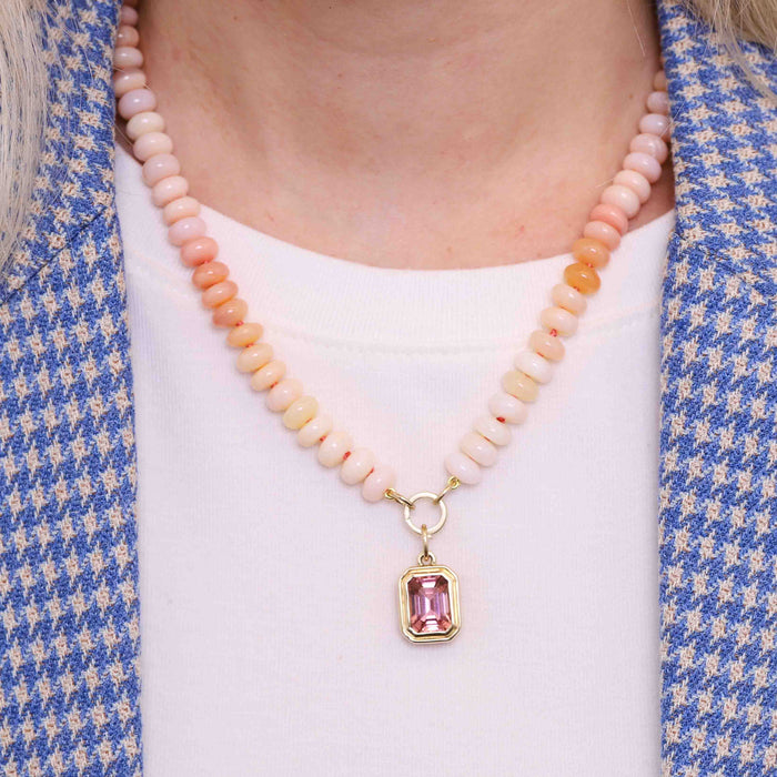Peach Opal Bead Strand Necklace