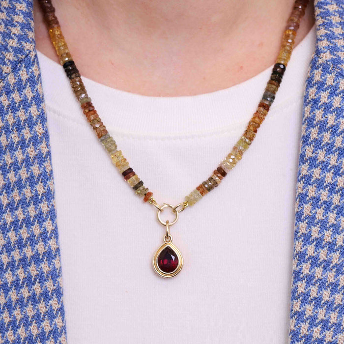 Golden Zircon Bead Strand Necklace