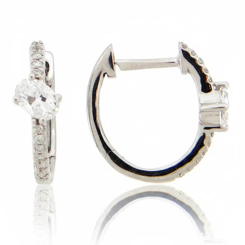 Oval Diamond Hoop Earrings