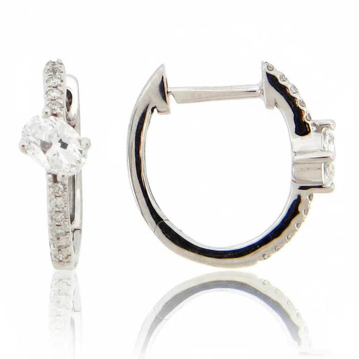 Oval Diamond Hoop Earrings