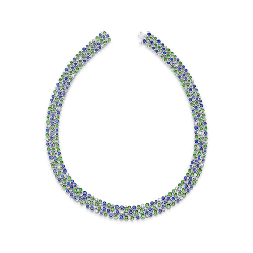 Blue Sapphire & Tsavorite De La Vie Necklace