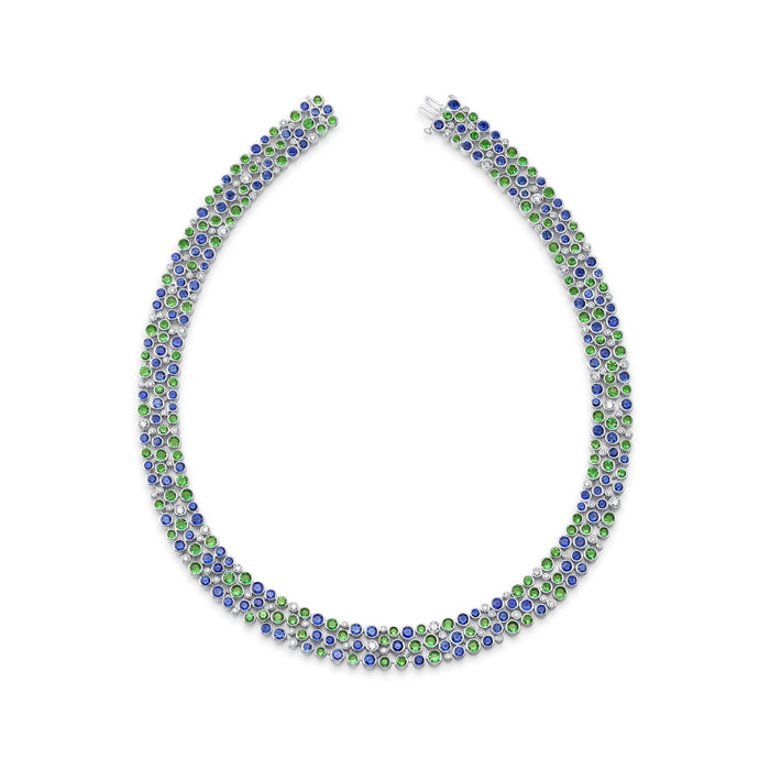 Blue Sapphire & Tsavorite De La Vie Necklace