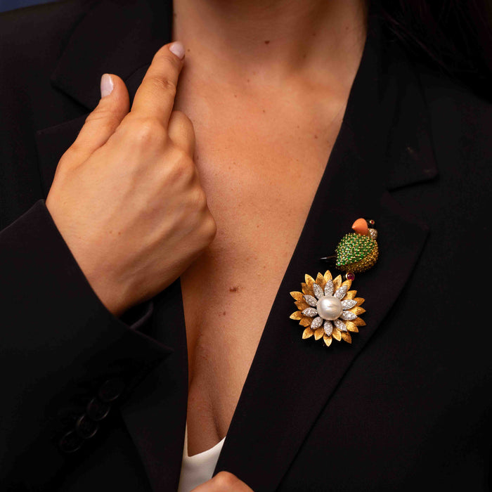 Jean Vitau Multigem Puffin Brooch