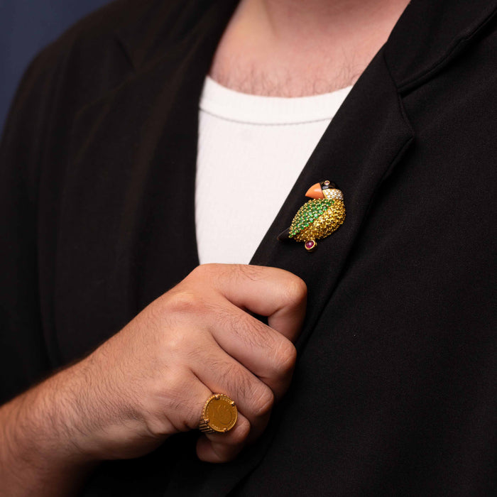 Jean Vitau Multigem Puffin Brooch