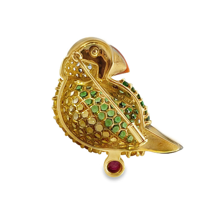 Jean Vitau Multigem Puffin Brooch