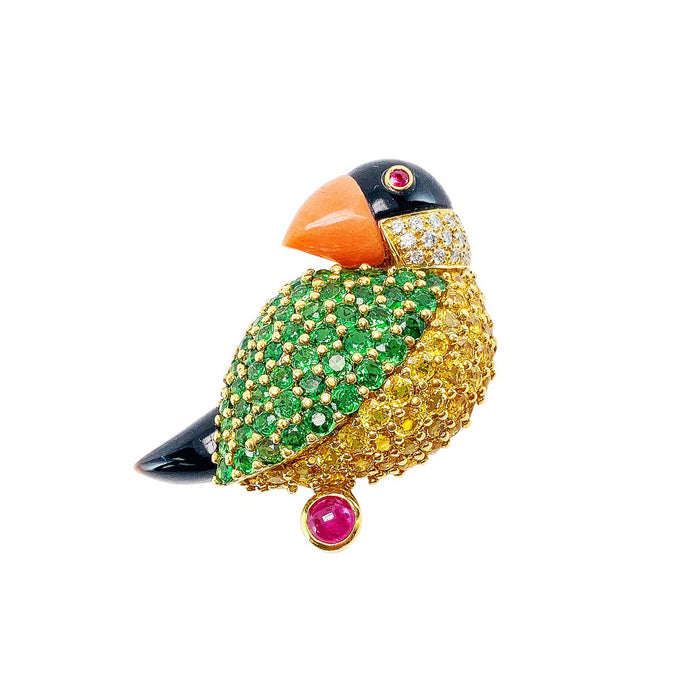 Jean Vitau Multigem Puffin Brooch